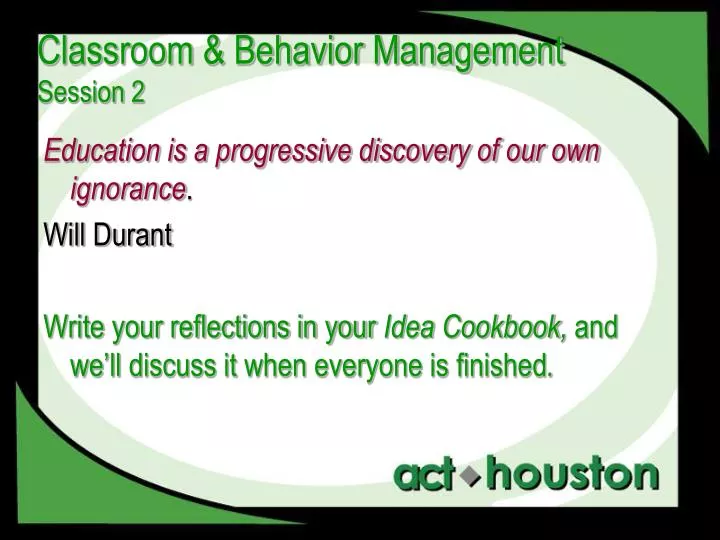 classroom behavior management session 2