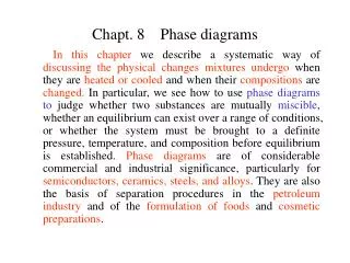 Chapt. 8 Phase diagrams