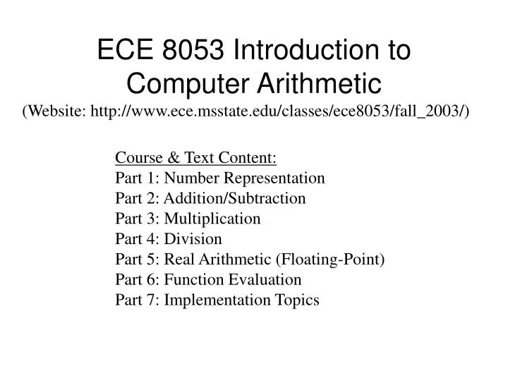 ece 8053 introduction to computer arithmetic