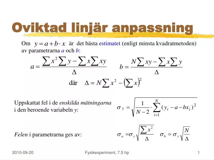 oviktad linj r anpassning