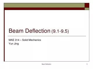 Beam Deflection (9.1-9.5)
