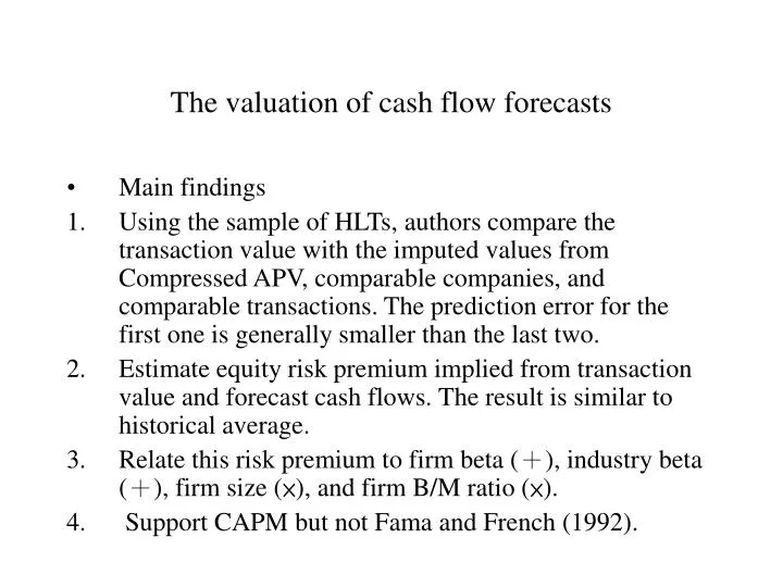 the valuation of cash flow forecasts