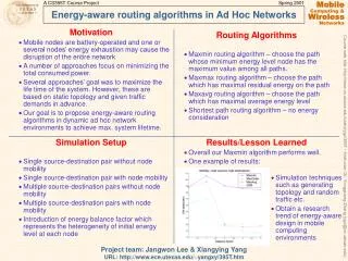 Energy-aware routing algorithms in Ad Hoc Networks