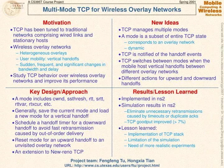 multi mode tcp for wireless overlay networks