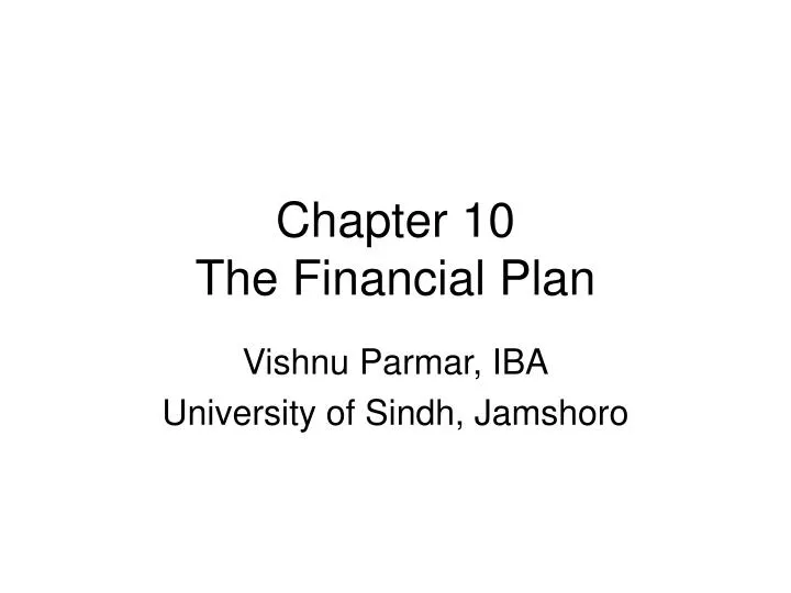 chapter 10 the financial plan