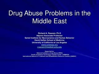 Drug Abuse Problems in the Middle East