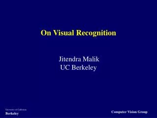 On Visual Recognition