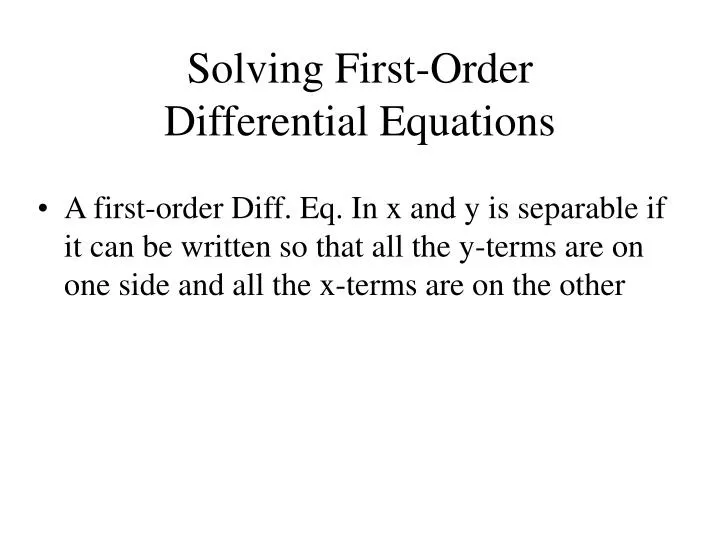 solving first order differential equations