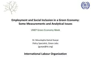 Employment and Social Inclusion in a Green Economy: Some Measurements and Analytical Issues