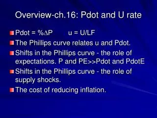 Overview-ch.16: Pdot and U rate