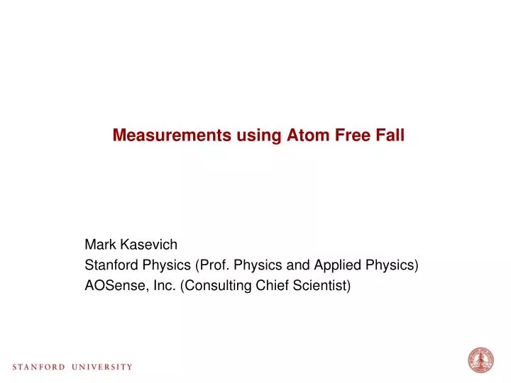 measurements using atom free fall