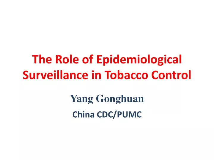 the role of epidemiological surveillance in tobacco control