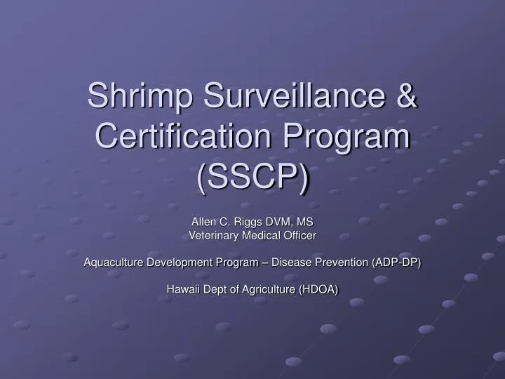 shrimp surveillance certification program sscp