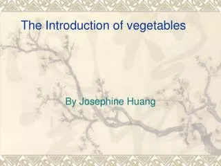 The Introduction of vegetables