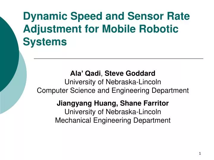 dynamic speed and sensor rate adjustment for mobile robotic systems