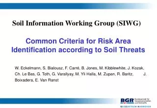 Soil Information Working Group (SIWG)