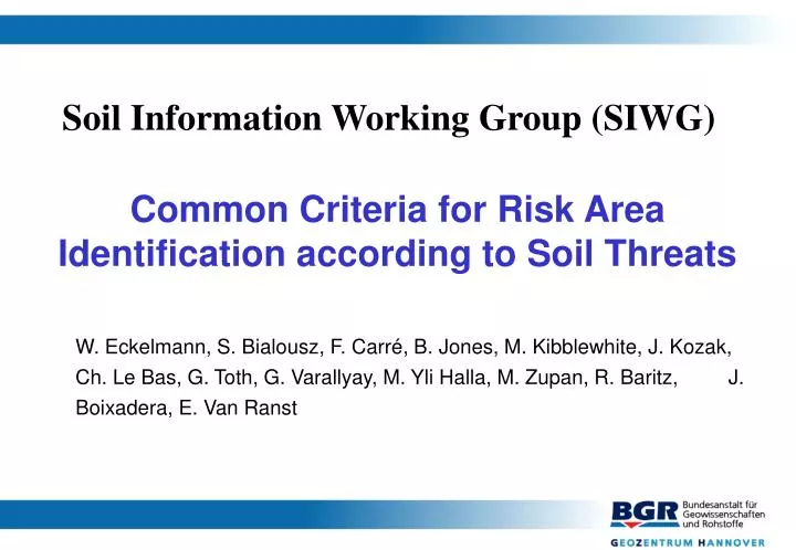 soil information working group siwg