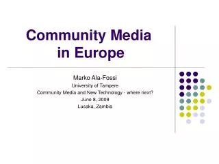 Community Media in Europe