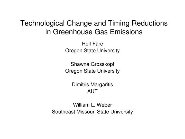 technological change and timing reductions in greenhouse gas emissions