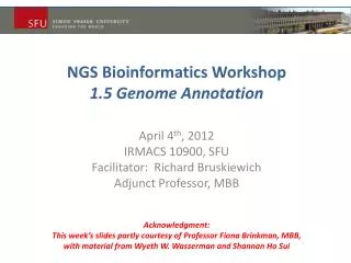 NGS Bioinformatics Workshop 1.5 Genome Annotation