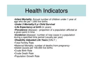 health indicators