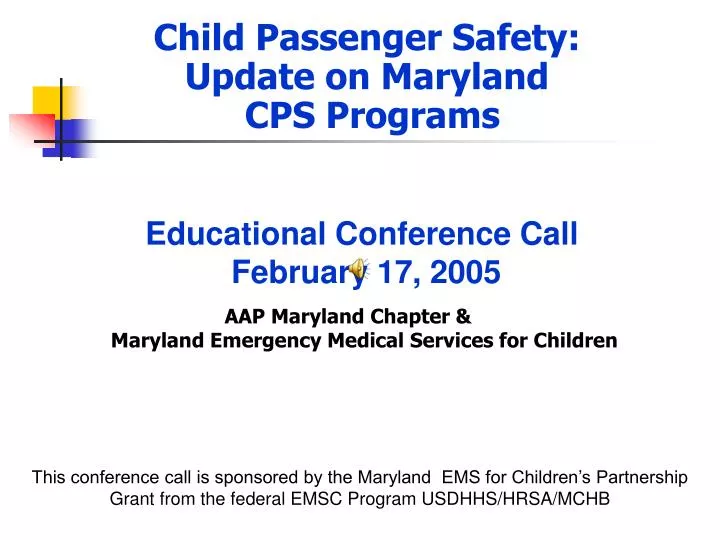child passenger safety update on maryland cps programs