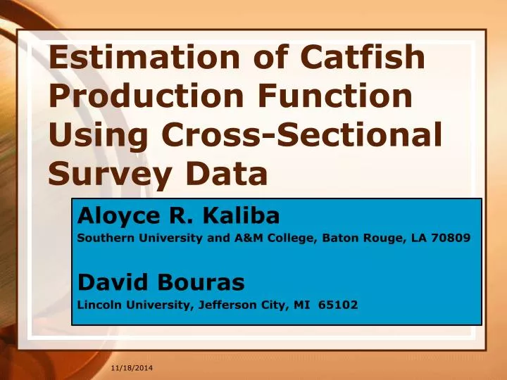 estimation of catfish production function using cross sectional survey data