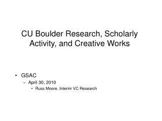 CU Boulder Research, Scholarly Activity, and Creative Works