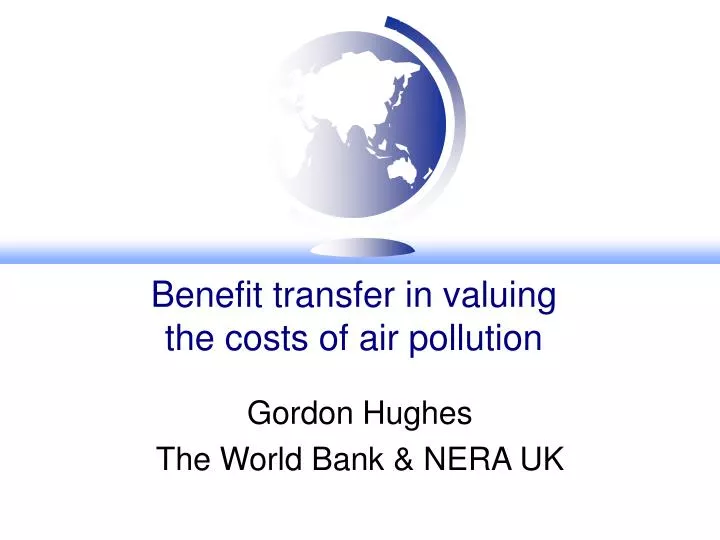 benefit transfer in valuing the costs of air pollution
