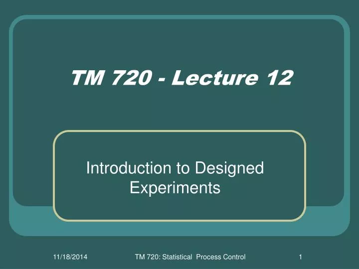 tm 720 lecture 12
