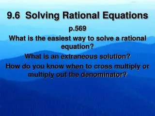 9.6 Solving Rational Equations