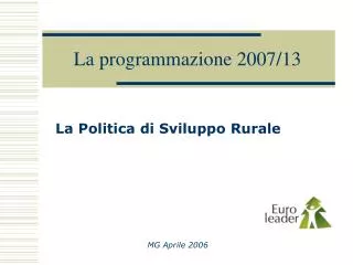 la programmazione 2007 13