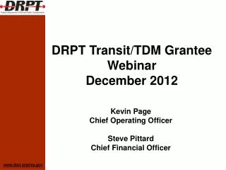 DRPT Transit/TDM Grantee Webinar December 2012