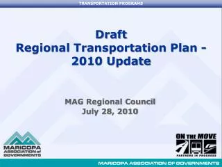 Draft Regional Transportation Plan - 2010 Update
