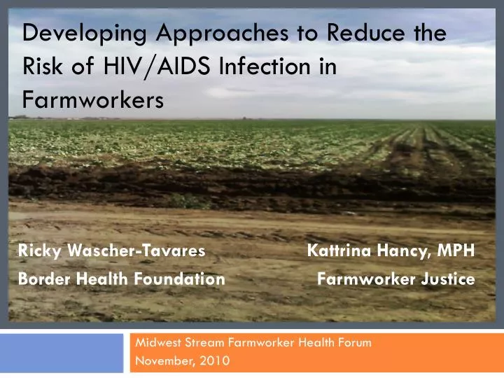 developing approaches to reduce the risk of hiv aids infection in farmworkers