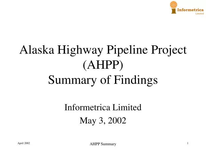 alaska highway pipeline project ahpp summary of findings