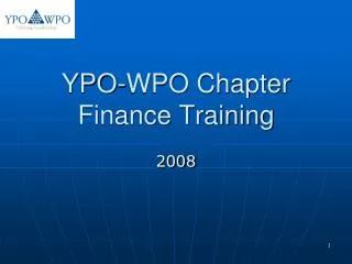 YPO-WPO Chapter Finance Training