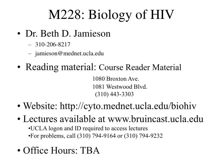 m228 biology of hiv