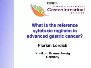 What is the reference cytotoxic regimen in advanced gastric cancer?