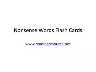 Nonsense Words Flash Cards