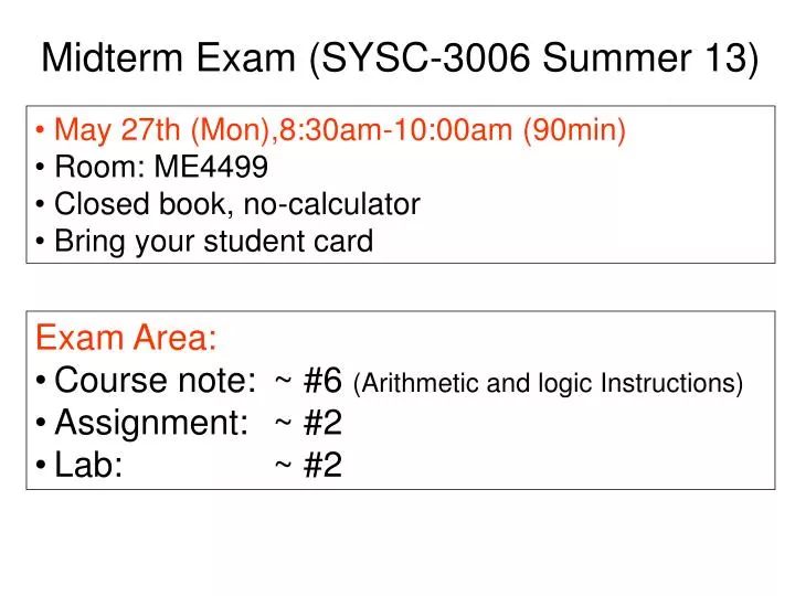midterm exam sysc 3006 summer 13