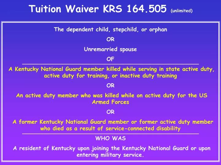 tuition waiver krs 164 505 unlimited