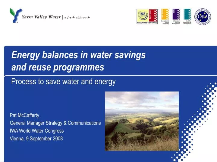 energy balances in water savings and reuse programmes