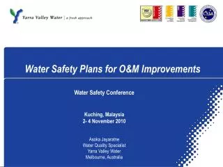 Water Safety Plans for O&amp;M Improvements