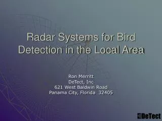 Radar Systems for Bird Detection in the Local Area