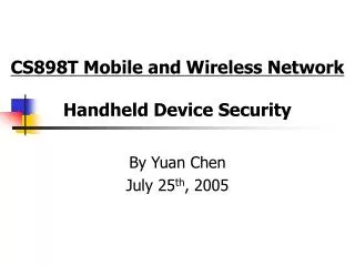 CS898T Mobile and Wireless Network Handheld Device Security