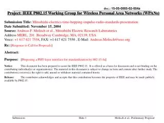 Project: IEEE P802.15 Working Group for Wireless Personal Area Networks (WPANs)