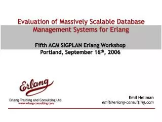 fifth acm sigplan erlang workshop portland september 16 th 2006