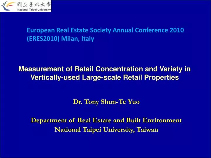 measurement of retail concentration and variety in vertically used large scale retail properties