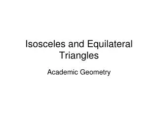 Isosceles and Equilateral Triangles